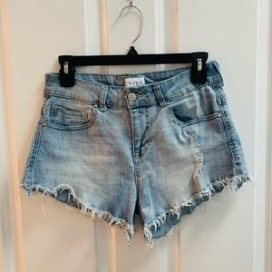 Denim Raw Hem Shorts